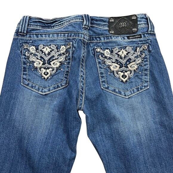 Miss Me Y2K Baroque Silver Embroidered Straight Jeans - Picture 5 of 7